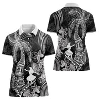 Hawaii Tribal Tiki Drum Hula Girl Women Polo Shirt LT14 - Polynesian Pride