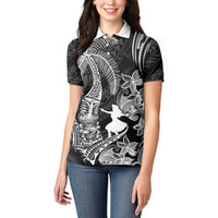 Hawaii Tribal Tiki Drum Hula Girl Women Polo Shirt LT14 - Polynesian Pride