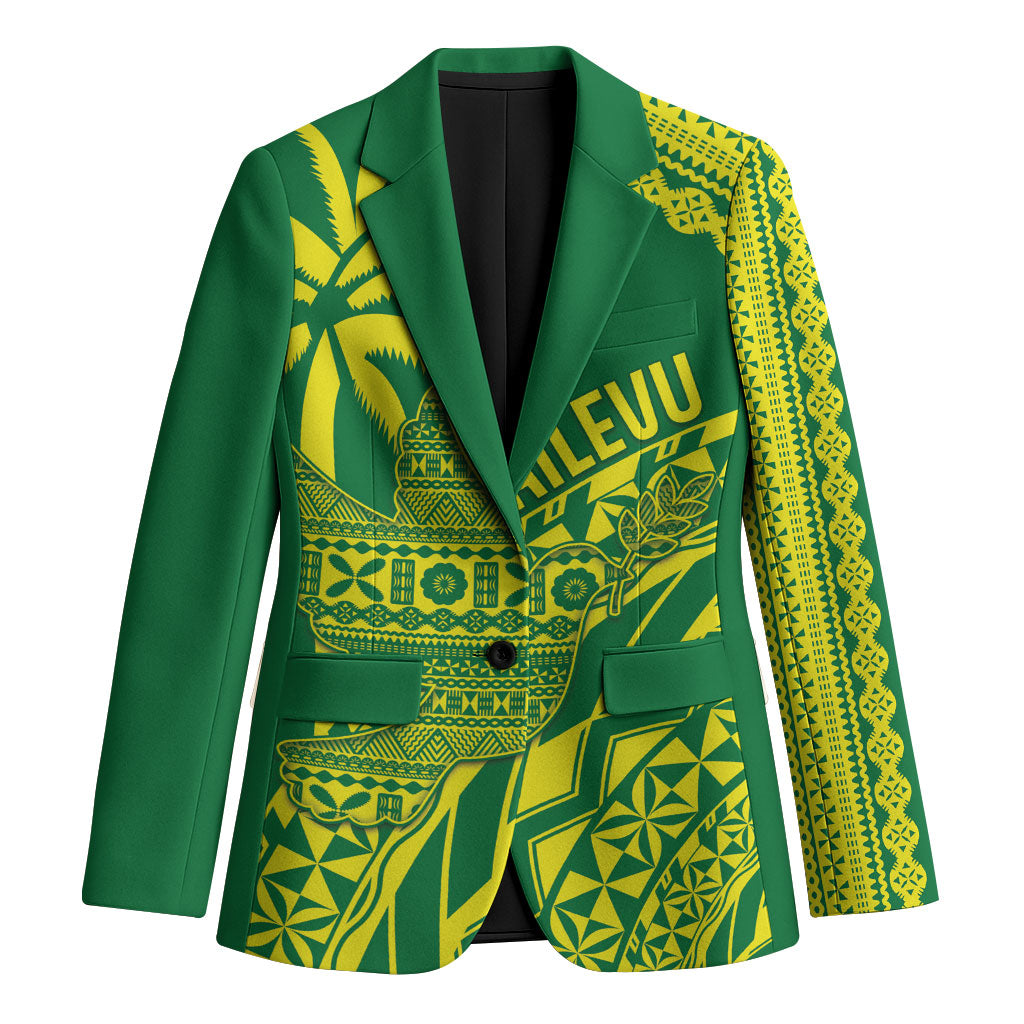 Tailevu Fiji 2026 Rugby Custom Blazer Dove Nation Fijian Tapa Pattern LT14 Unisex Green - Polynesian Pride