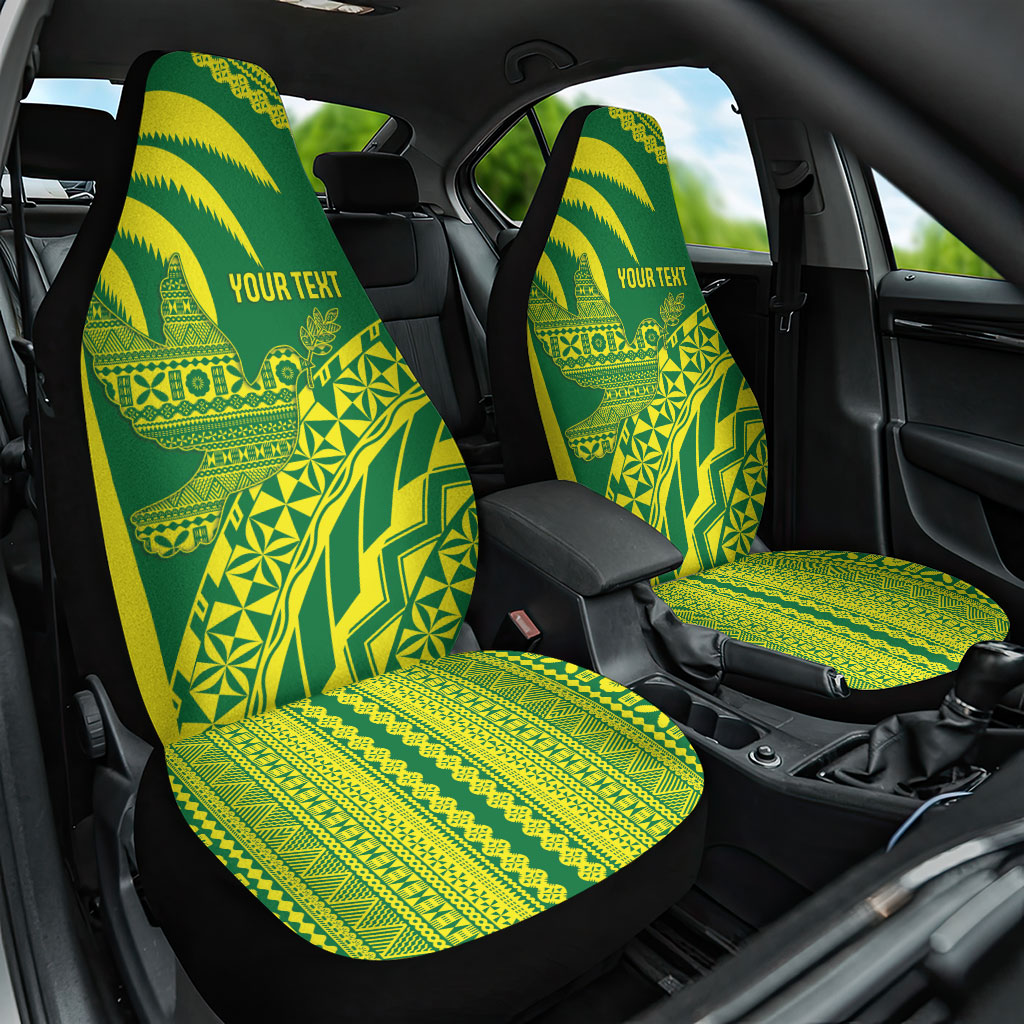 Tailevu Fiji 2026 Rugby Custom Car Seat Cover Dove Nation Fijian Tapa Pattern LT14 One Size Green - Polynesian Pride