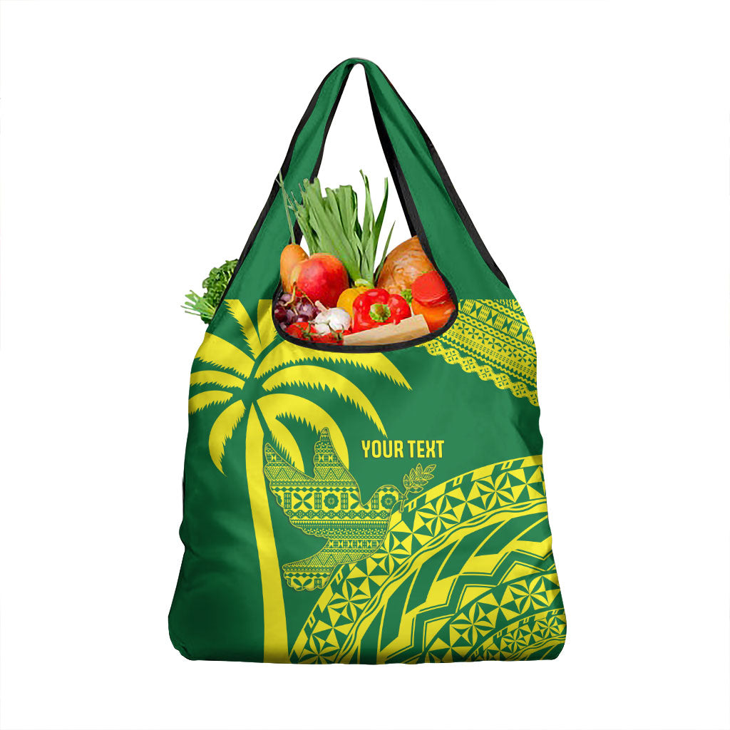 Tailevu Fiji 2026 Rugby Custom Grocery Bag Dove Nation Fijian Tapa Pattern LT14 1-pack One Size Green - Polynesian Pride