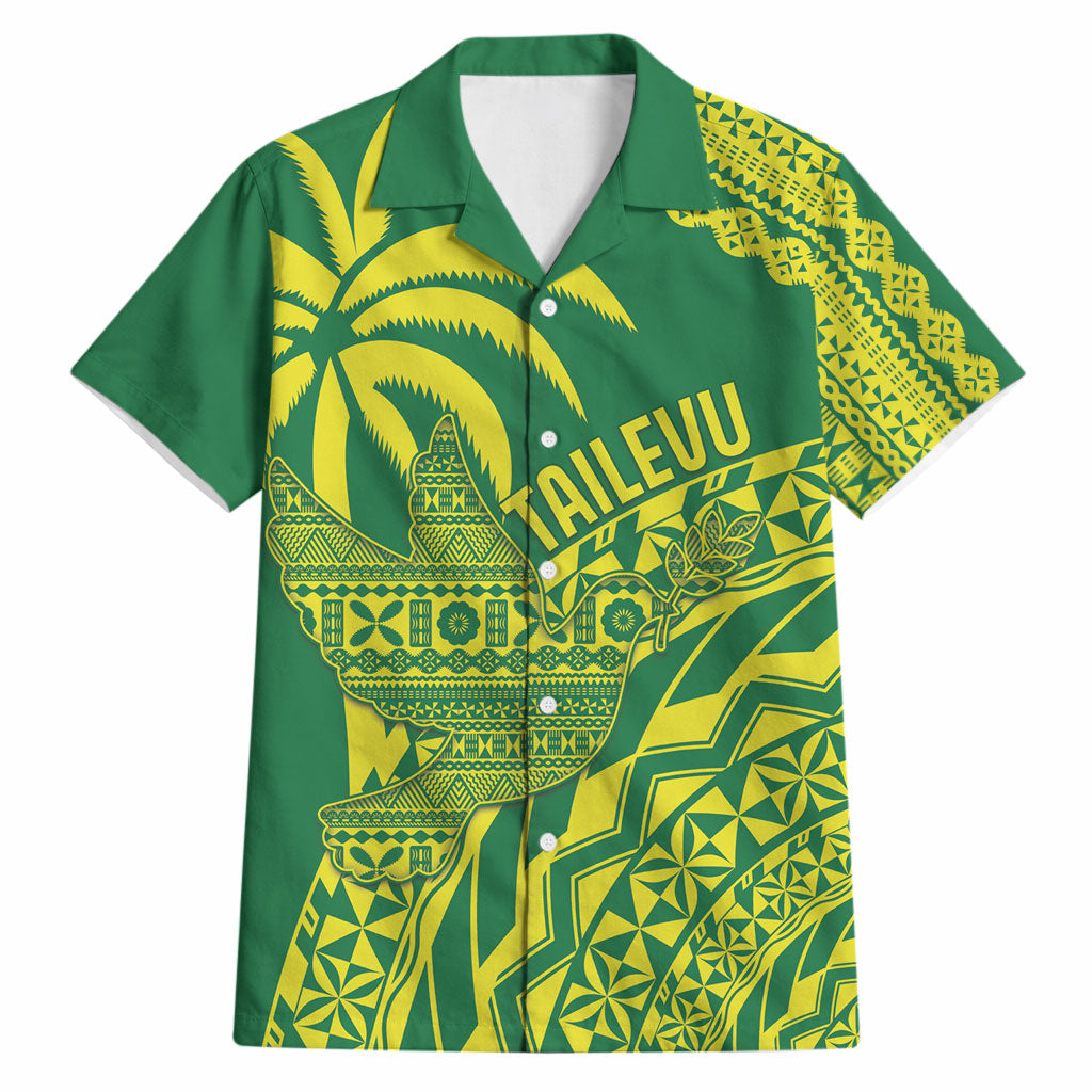 Tailevu Fiji 2026 Rugby Custom Hawaiian Shirt Dove Nation Fijian Tapa Pattern LT14 Green - Polynesian Pride