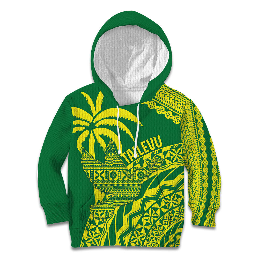 Tailevu Fiji 2026 Rugby Custom Kid Hoodie Dove Nation Fijian Tapa Pattern LT14 Hoodie Green - Polynesian Pride