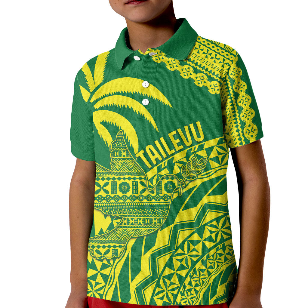 Tailevu Fiji 2026 Rugby Custom Kid Polo Shirt Dove Nation Fijian Tapa Pattern LT14 Kid Green - Polynesian Pride