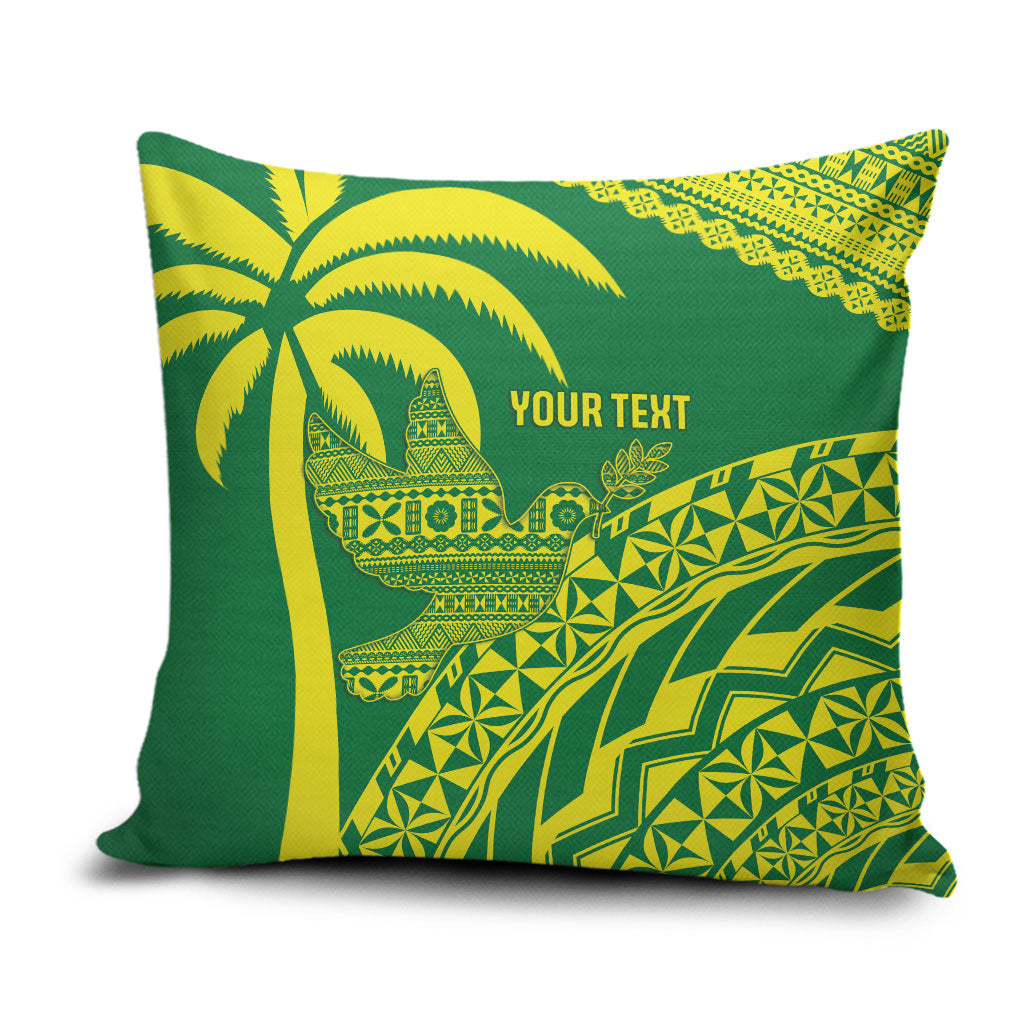 Tailevu Fiji 2026 Rugby Custom Pillow Cover Dove Nation Fijian Tapa Pattern LT14 Green - Polynesian Pride