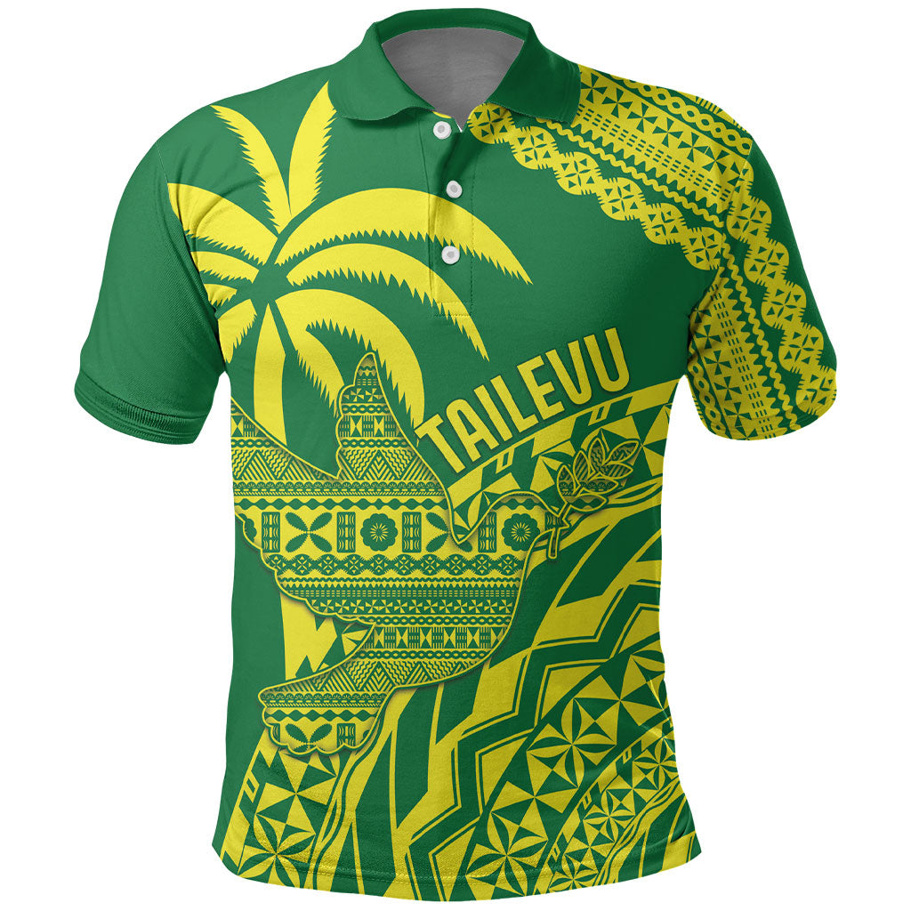 Tailevu Fiji 2026 Rugby Custom Polo Shirt Dove Nation Fijian Tapa Pattern LT14 Green - Polynesian Pride