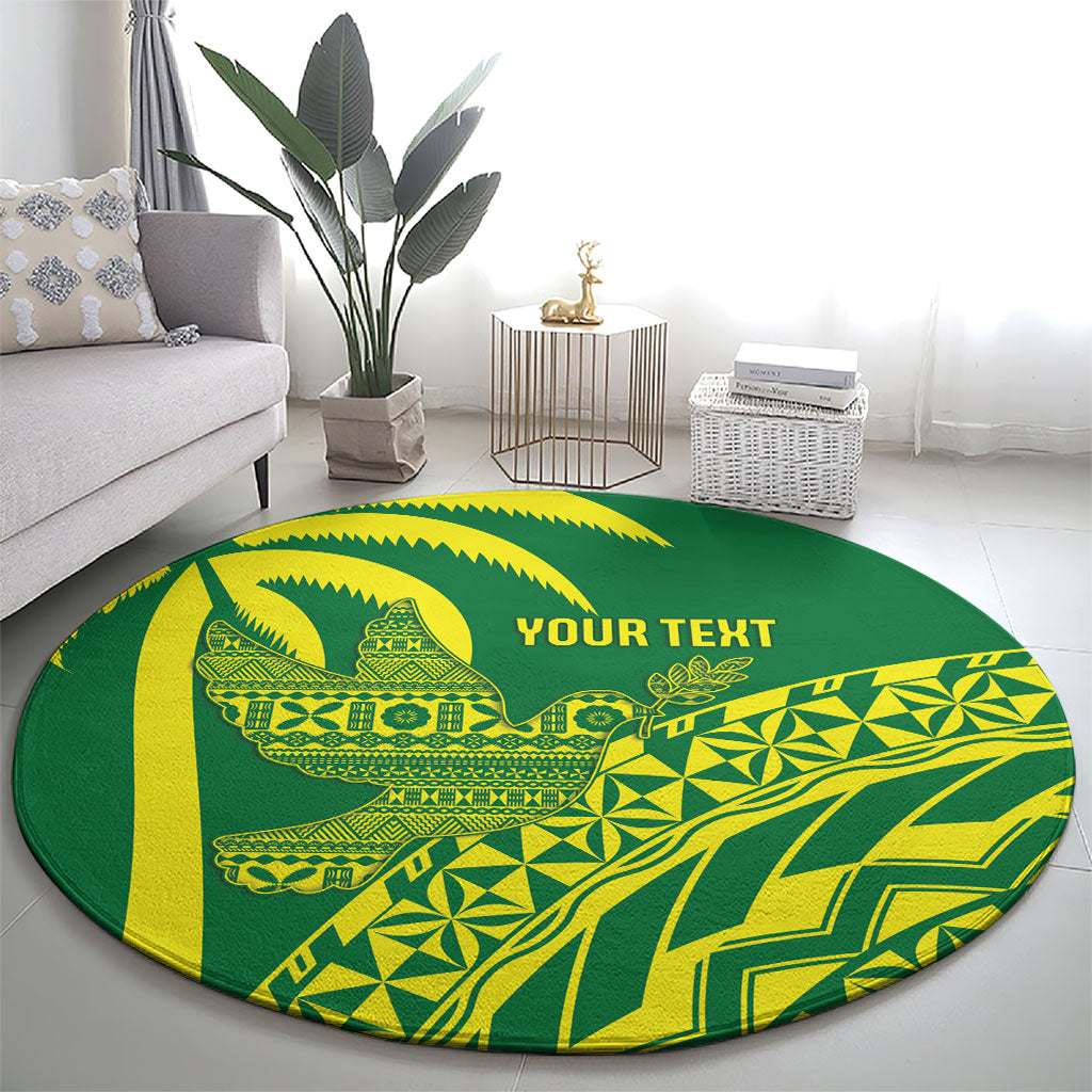 Tailevu Fiji 2026 Rugby Custom Round Carpet Dove Nation Fijian Tapa Pattern LT14 - Polynesian Pride