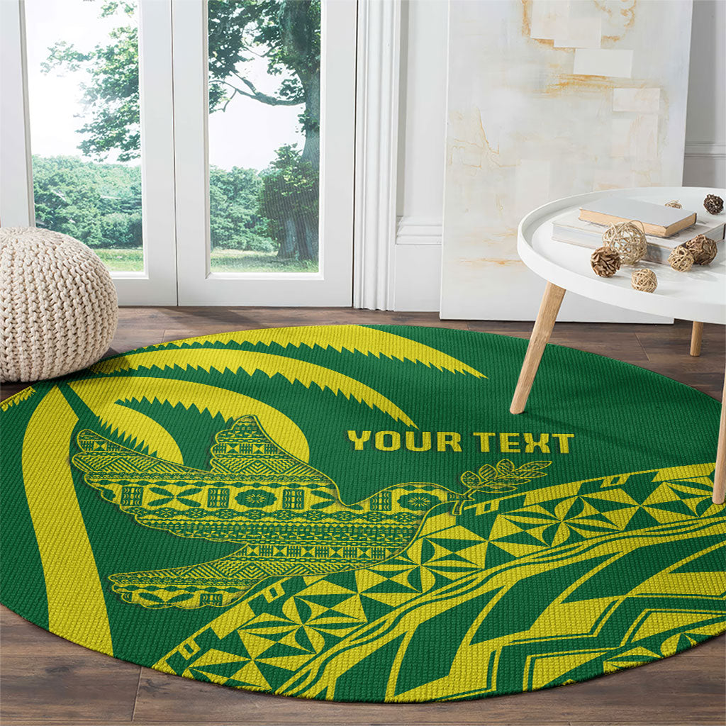Tailevu Fiji 2026 Rugby Custom Round Carpet Dove Nation Fijian Tapa Pattern LT14 - Polynesian Pride