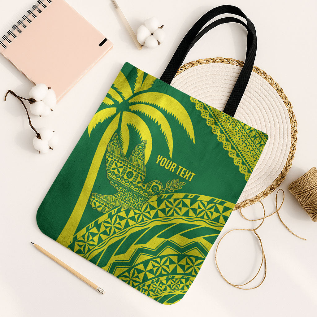 Tailevu Fiji 2026 Rugby Custom Tote Bag Dove Nation Fijian Tapa Pattern LT14 Black Strap One Size Green - Polynesian Pride