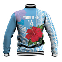 Suva Fiji 2026 Rugby Custom Baseball Jacket Hibiscus Fijian Tapa Pattern LT14 - Polynesian Pride