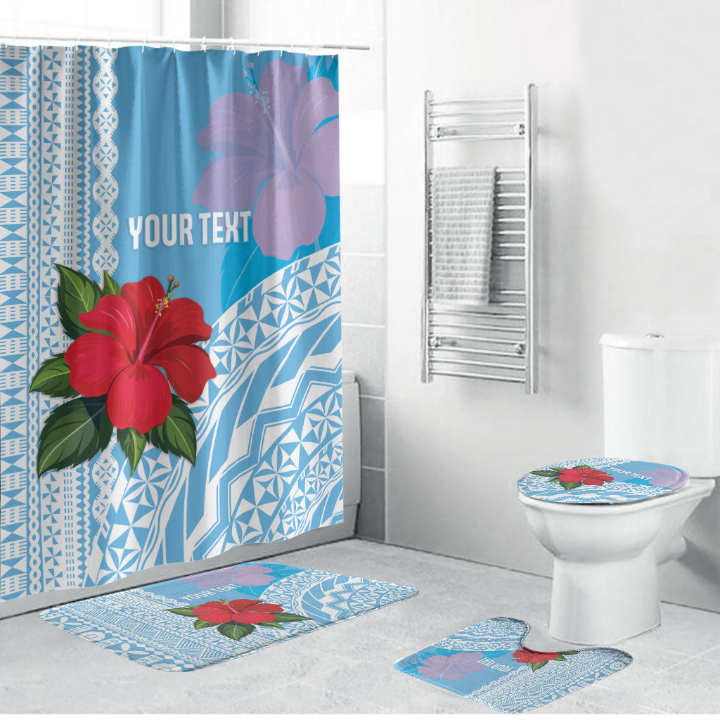 Suva Fiji 2026 Rugby Custom Bathroom Set Hibiscus Fijian Tapa Pattern LT14 Bathroom Set (4 pcs) Blue - Polynesian Pride