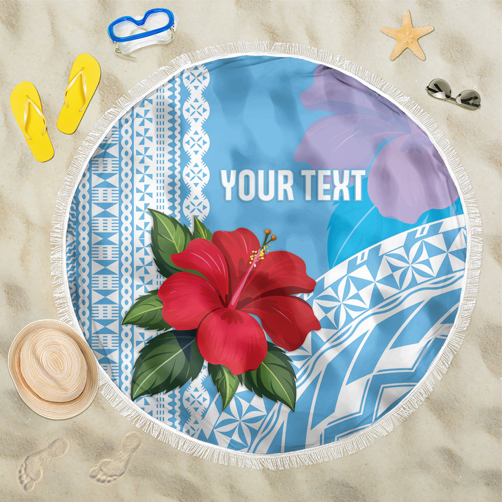 Suva Fiji 2026 Rugby Custom Beach Blanket Hibiscus Fijian Tapa Pattern LT14 One Size 150cm Blue - Polynesian Pride