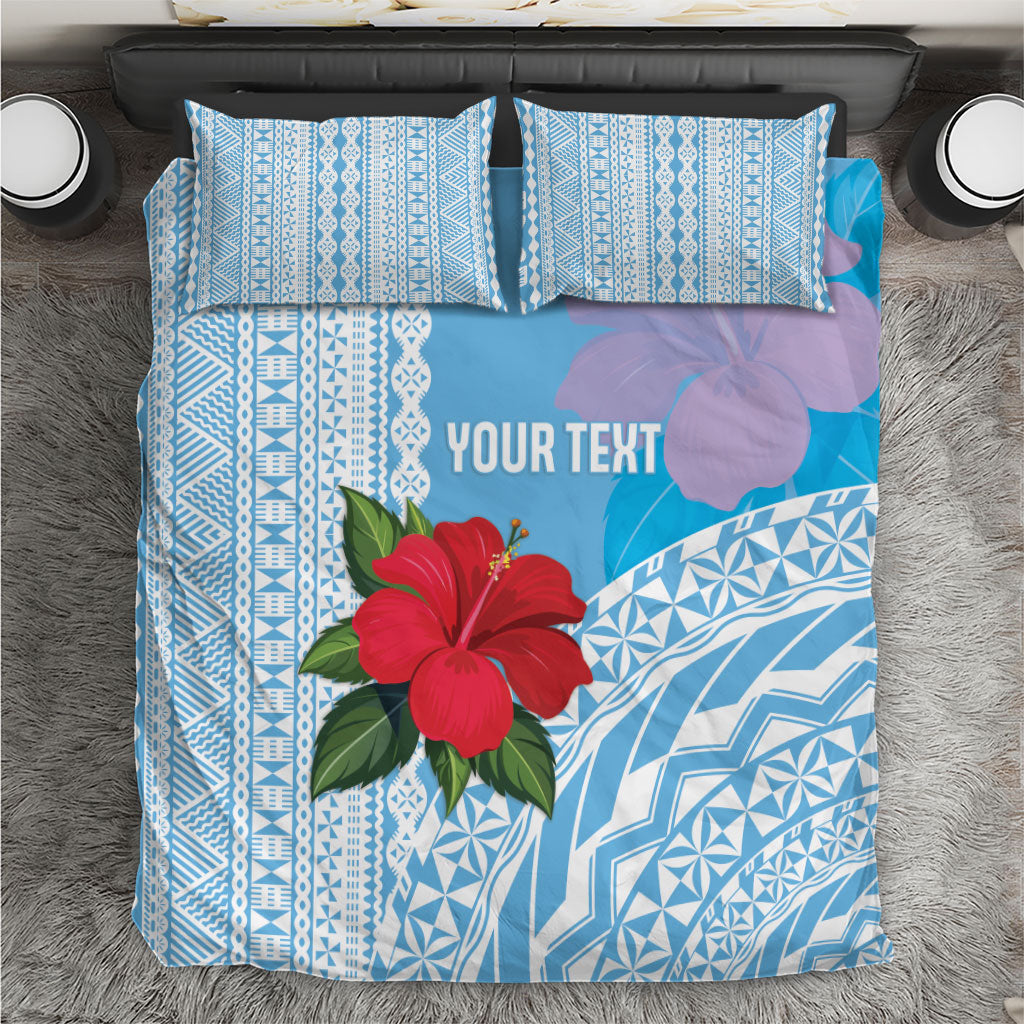 Suva Fiji 2026 Rugby Custom Bedding Set Hibiscus Fijian Tapa Pattern LT14 Blue - Polynesian Pride