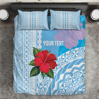 Suva Fiji 2026 Rugby Custom Bedding Set Hibiscus Fijian Tapa Pattern LT14 Blue - Polynesian Pride