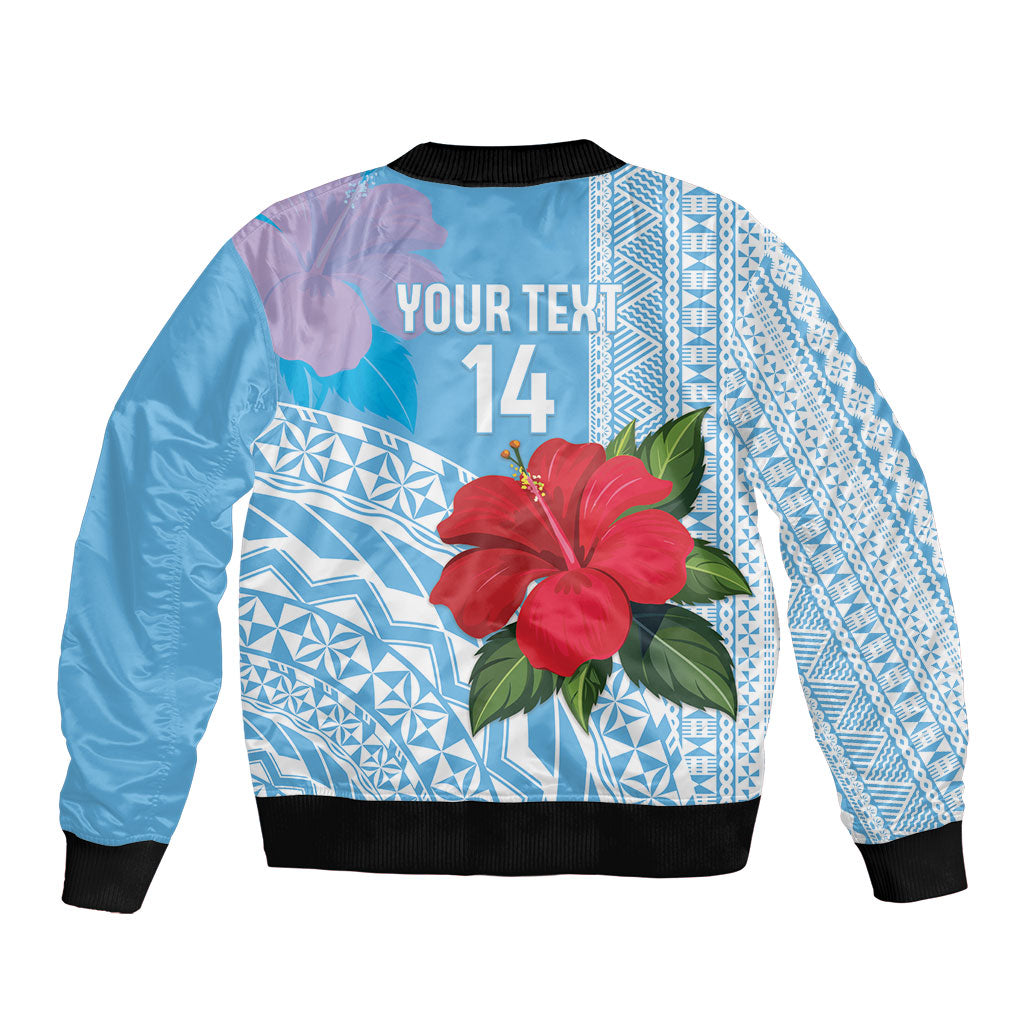 Suva Fiji 2026 Rugby Custom Bomber Jacket Hibiscus Fijian Tapa Pattern LT14 - Polynesian Pride