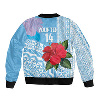 Suva Fiji 2026 Rugby Custom Bomber Jacket Hibiscus Fijian Tapa Pattern LT14 - Polynesian Pride