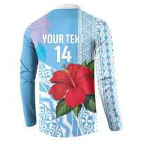 Suva Fiji 2026 Rugby Custom Button Sweatshirt Hibiscus Fijian Tapa Pattern LT14 - Polynesian Pride