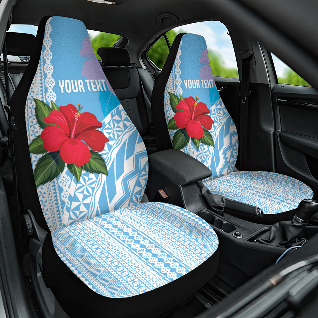 Suva Fiji 2026 Rugby Custom Car Seat Cover Hibiscus Fijian Tapa Pattern LT14 One Size Blue - Polynesian Pride