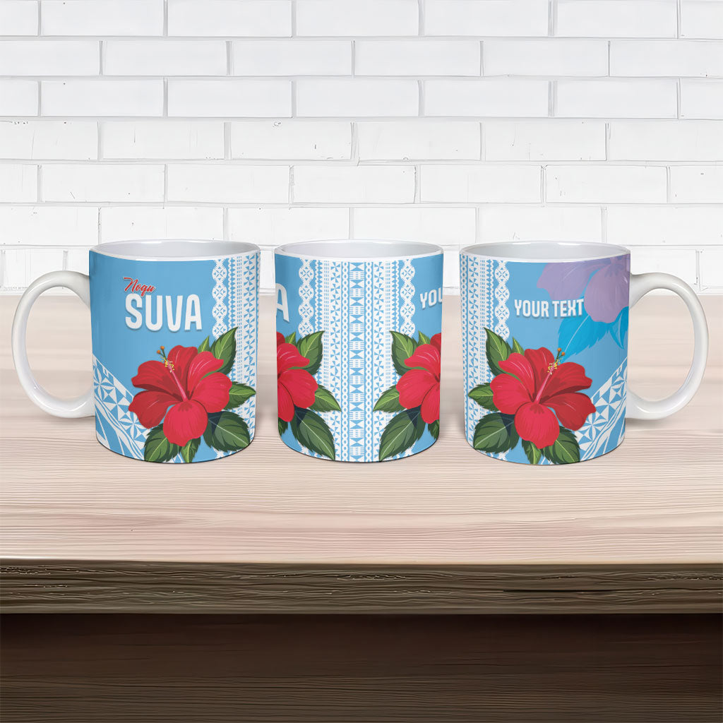 Suva Fiji 2026 Rugby Custom Ceramic Mug Hibiscus Fijian Tapa Pattern LT14 - Polynesian Pride