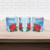 Suva Fiji 2026 Rugby Custom Ceramic Mug Hibiscus Fijian Tapa Pattern LT14 - Polynesian Pride