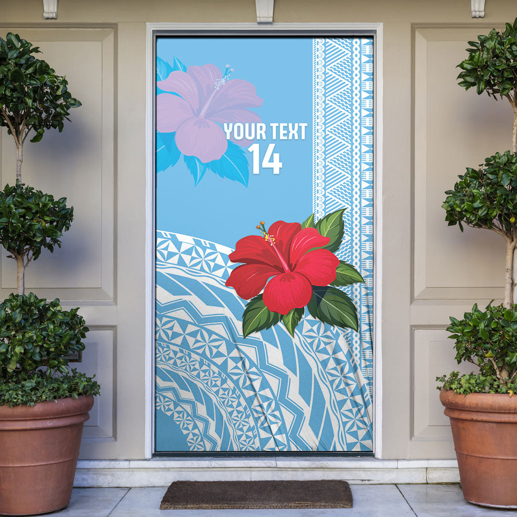 Suva Fiji 2026 Rugby Custom Door Cover Hibiscus Fijian Tapa Pattern LT14 Blue - Polynesian Pride