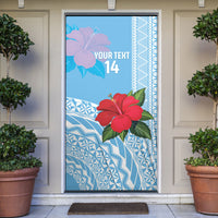 Suva Fiji 2026 Rugby Custom Door Cover Hibiscus Fijian Tapa Pattern LT14 Blue - Polynesian Pride