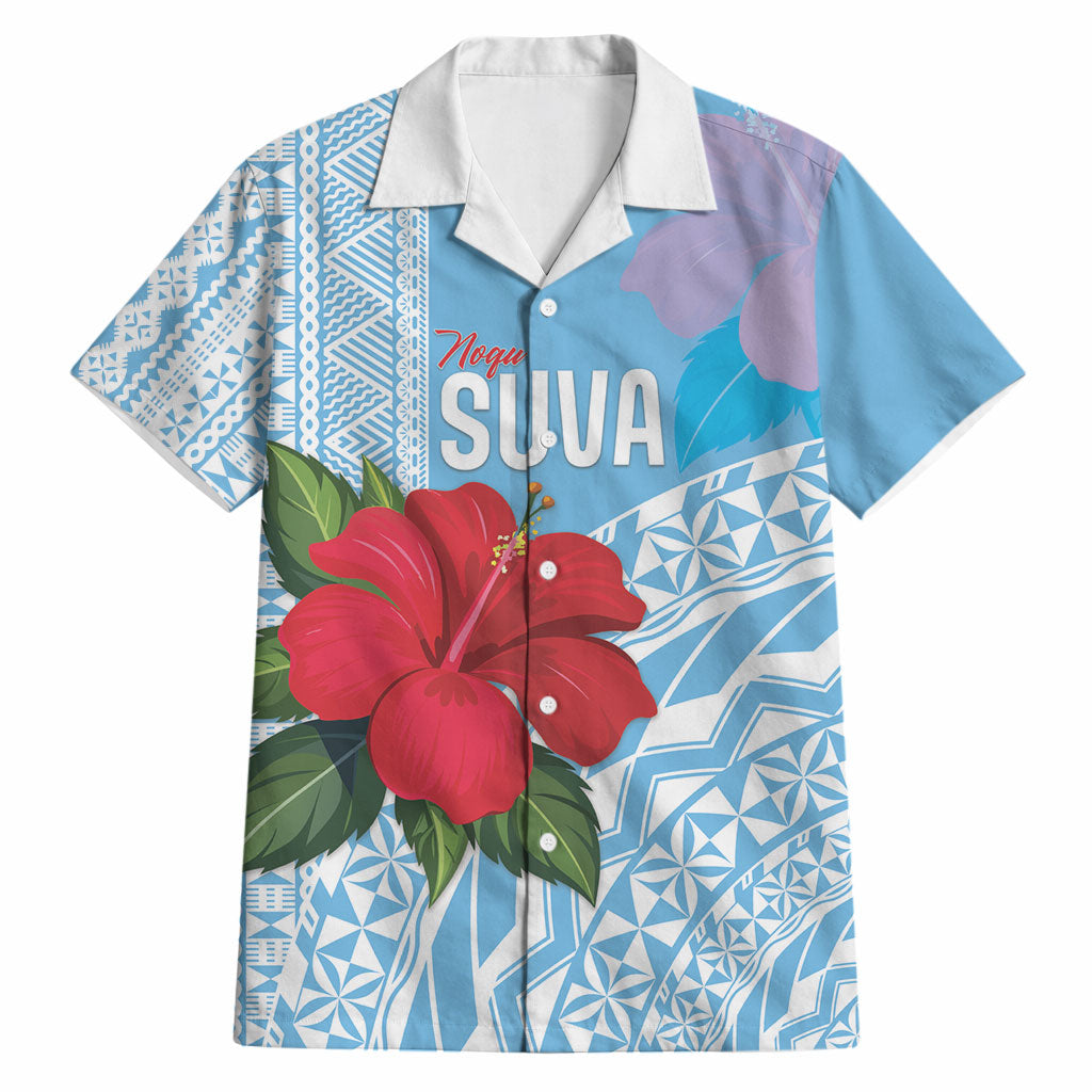 Suva Fiji 2026 Rugby Custom Hawaiian Shirt Hibiscus Fijian Tapa Pattern LT14 Blue - Polynesian Pride