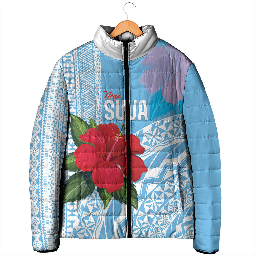 Suva Fiji 2026 Rugby Custom Padded Jacket Hibiscus Fijian Tapa Pattern LT14 - Polynesian Pride