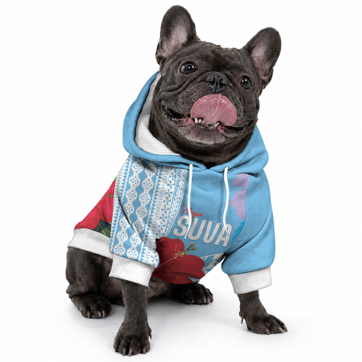 Suva Fiji 2026 Rugby Custom Pet Hoodie Hibiscus Fijian Tapa Pattern LT14 - Polynesian Pride