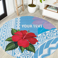 Suva Fiji 2026 Rugby Custom Round Carpet Hibiscus Fijian Tapa Pattern LT14 Blue - Polynesian Pride