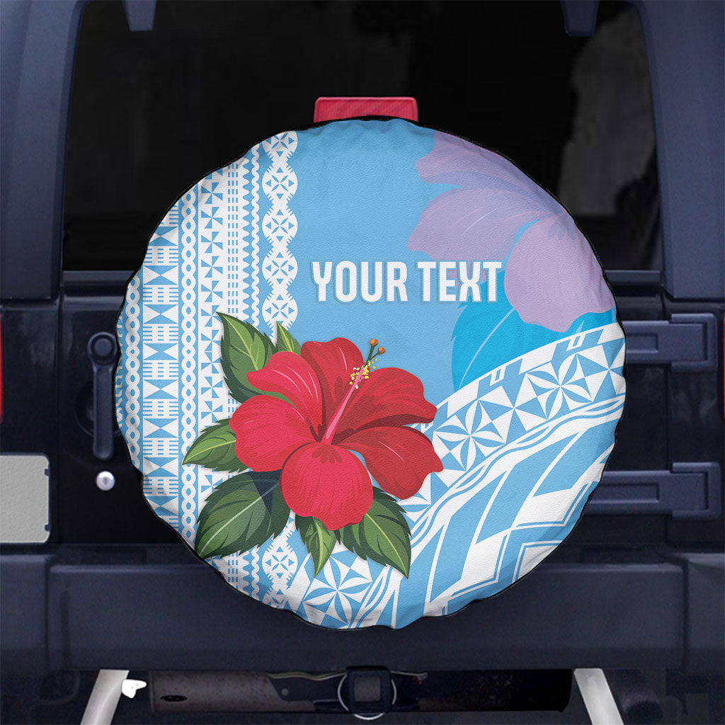 Suva Fiji 2026 Rugby Custom Spare Tire Cover Hibiscus Fijian Tapa Pattern LT14 No hole Blue - Polynesian Pride