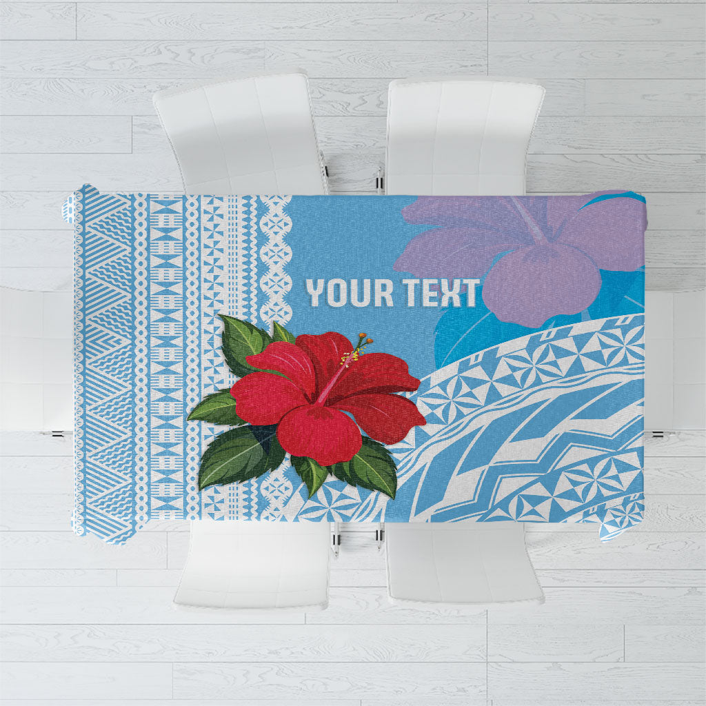 Suva Fiji 2026 Rugby Custom Tablecloth Hibiscus Fijian Tapa Pattern LT14 Blue - Polynesian Pride