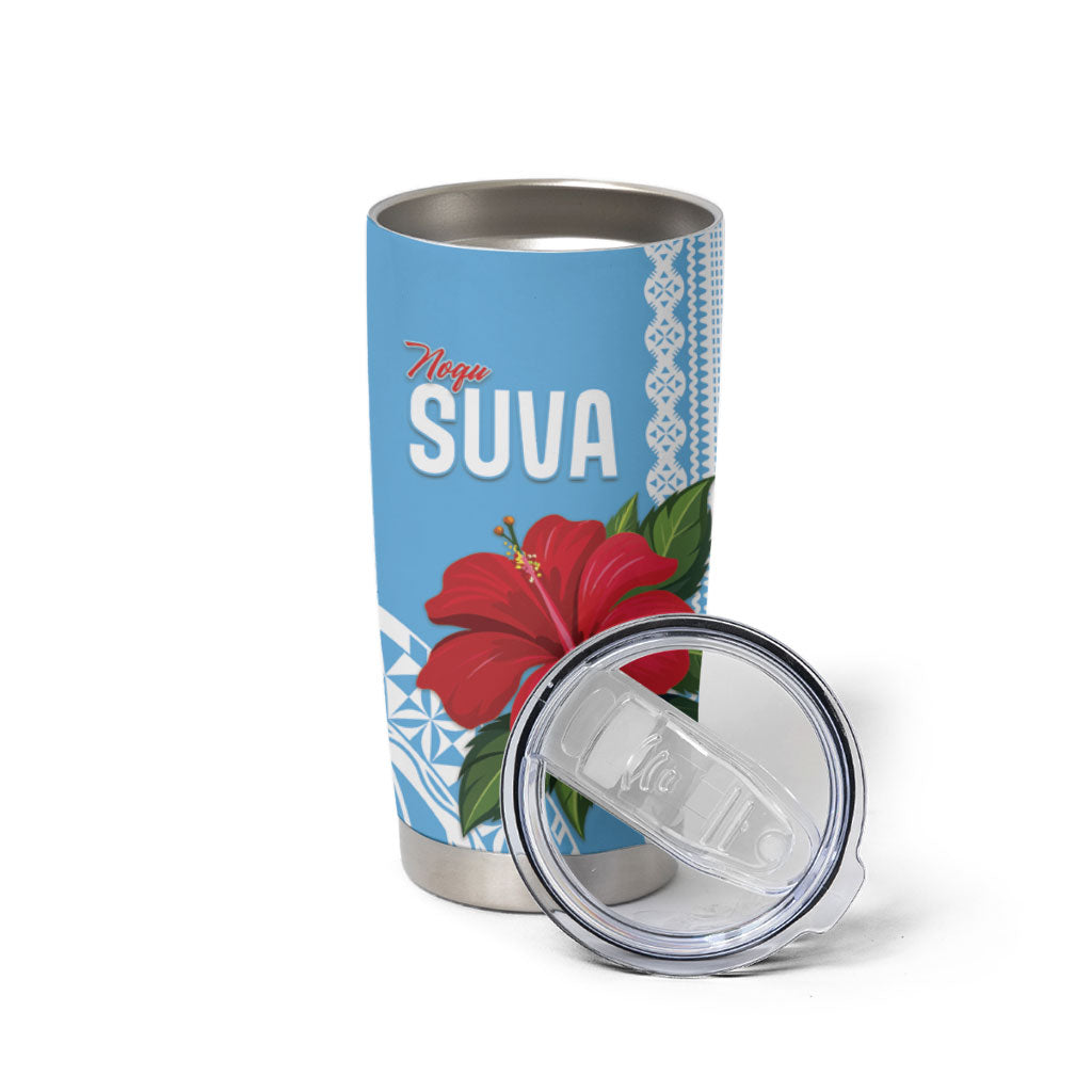 Suva Fiji 2026 Rugby Custom Tumbler Cup Hibiscus Fijian Tapa Pattern LT14 - Polynesian Pride