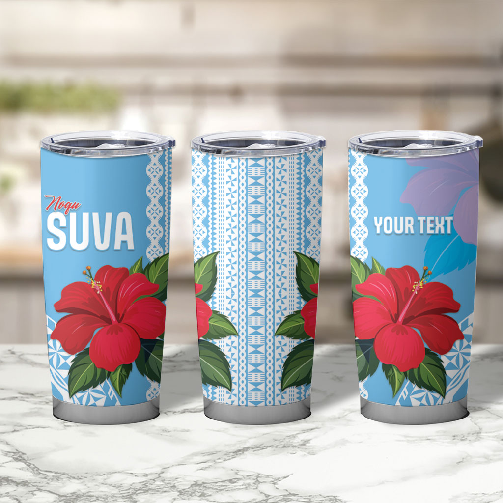 Suva Fiji 2026 Rugby Custom Tumbler Cup Hibiscus Fijian Tapa Pattern LT14 - Polynesian Pride