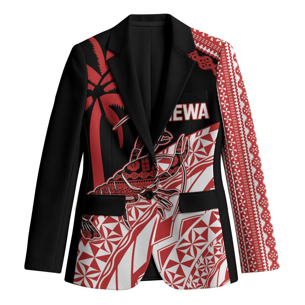 Rewa Fiji 2026 Rugby Custom Blazer Ura Prawn Fijian Tapa Pattern LT14 Unisex Red - Polynesian Pride