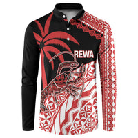 Rewa Fiji 2026 Rugby Custom Button Sweatshirt Ura Prawn Fijian Tapa Pattern LT14 Red - Polynesian Pride