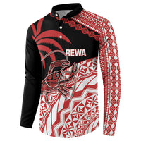 Rewa Fiji 2026 Rugby Custom Button Sweatshirt Ura Prawn Fijian Tapa Pattern LT14 - Polynesian Pride