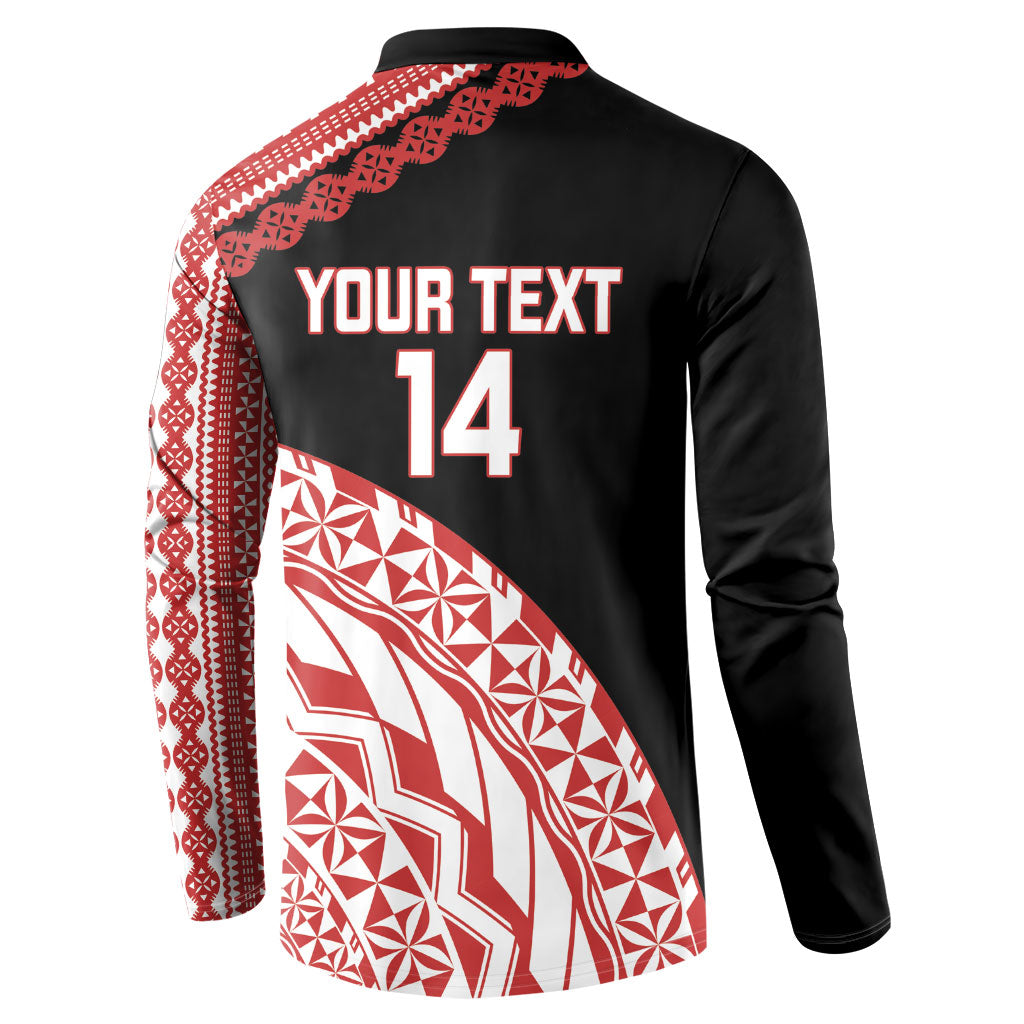 Rewa Fiji 2026 Rugby Custom Button Sweatshirt Ura Prawn Fijian Tapa Pattern LT14 - Polynesian Pride