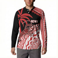 Rewa Fiji 2026 Rugby Custom Button Sweatshirt Ura Prawn Fijian Tapa Pattern LT14 - Polynesian Pride