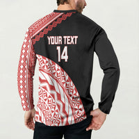 Rewa Fiji 2026 Rugby Custom Button Sweatshirt Ura Prawn Fijian Tapa Pattern LT14 - Polynesian Pride