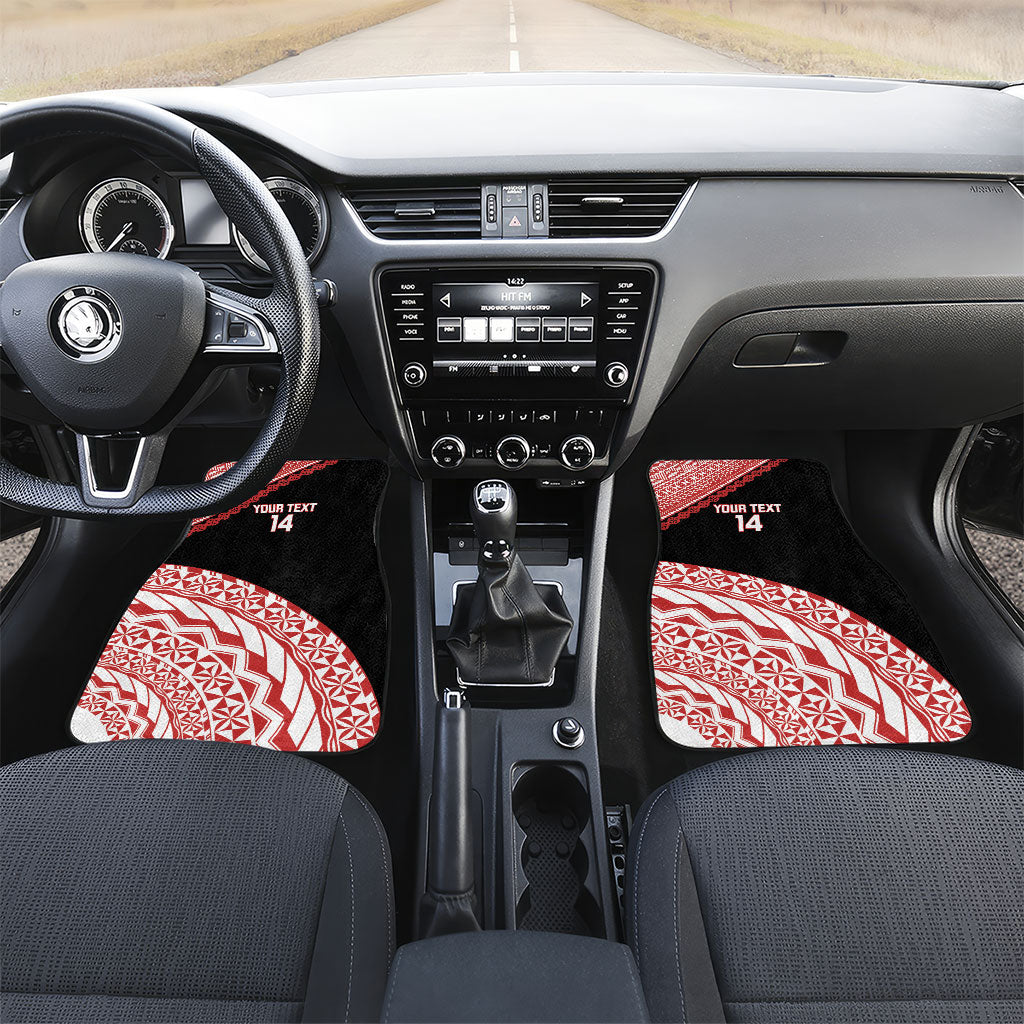 Rewa Fiji 2026 Rugby Custom Car Mats Ura Prawn Fijian Tapa Pattern LT14 Set 2pcs - Front Red - Polynesian Pride