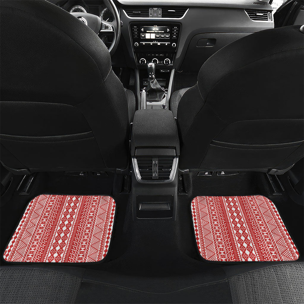 Rewa Fiji 2026 Rugby Custom Car Mats Ura Prawn Fijian Tapa Pattern LT14 Set 2pcs - Back Red - Polynesian Pride