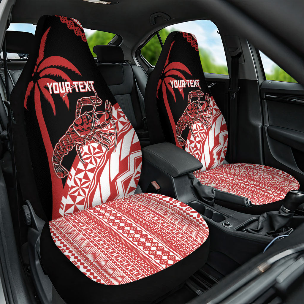 Rewa Fiji 2026 Rugby Custom Car Seat Cover Ura Prawn Fijian Tapa Pattern LT14 One Size Red - Polynesian Pride