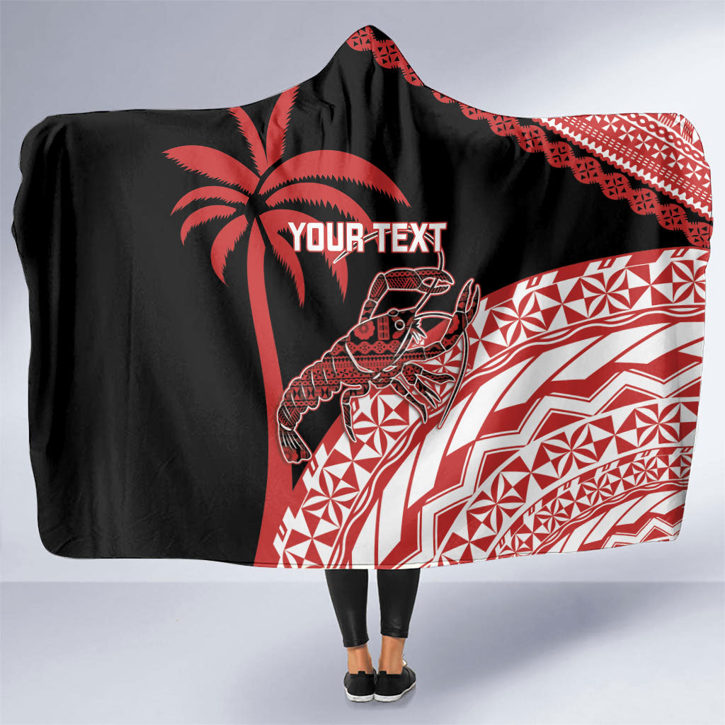 Rewa Fiji 2026 Rugby Custom Hooded Blanket Ura Prawn Fijian Tapa Pattern LT14 One Size Red - Polynesian Pride