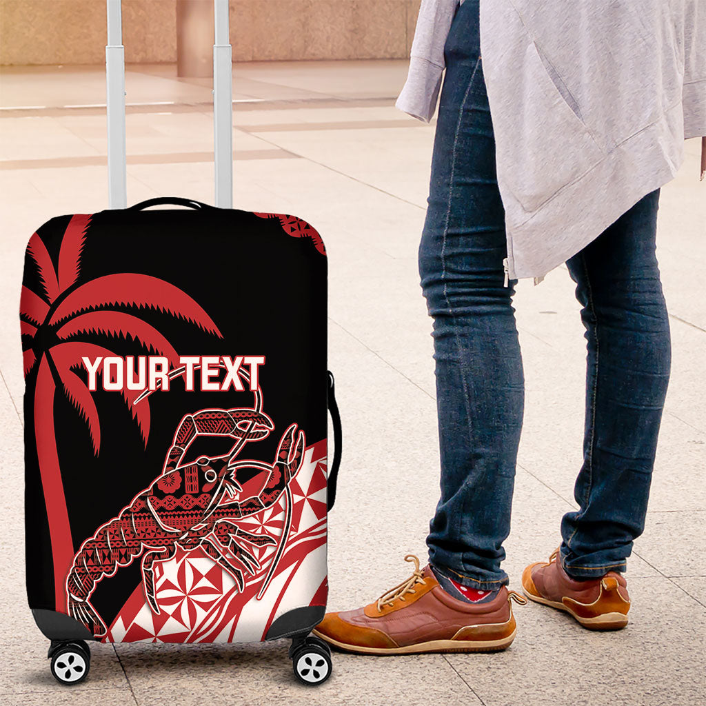 Rewa Fiji 2026 Rugby Custom Luggage Cover Ura Prawn Fijian Tapa Pattern LT14 Red - Polynesian Pride
