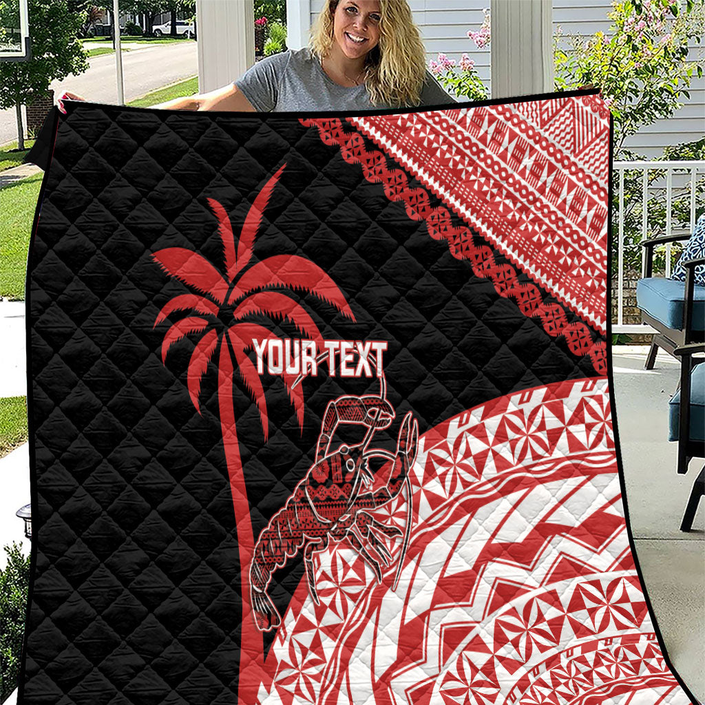 Rewa Fiji 2026 Rugby Custom Quilt Ura Prawn Fijian Tapa Pattern LT14 Red - Polynesian Pride