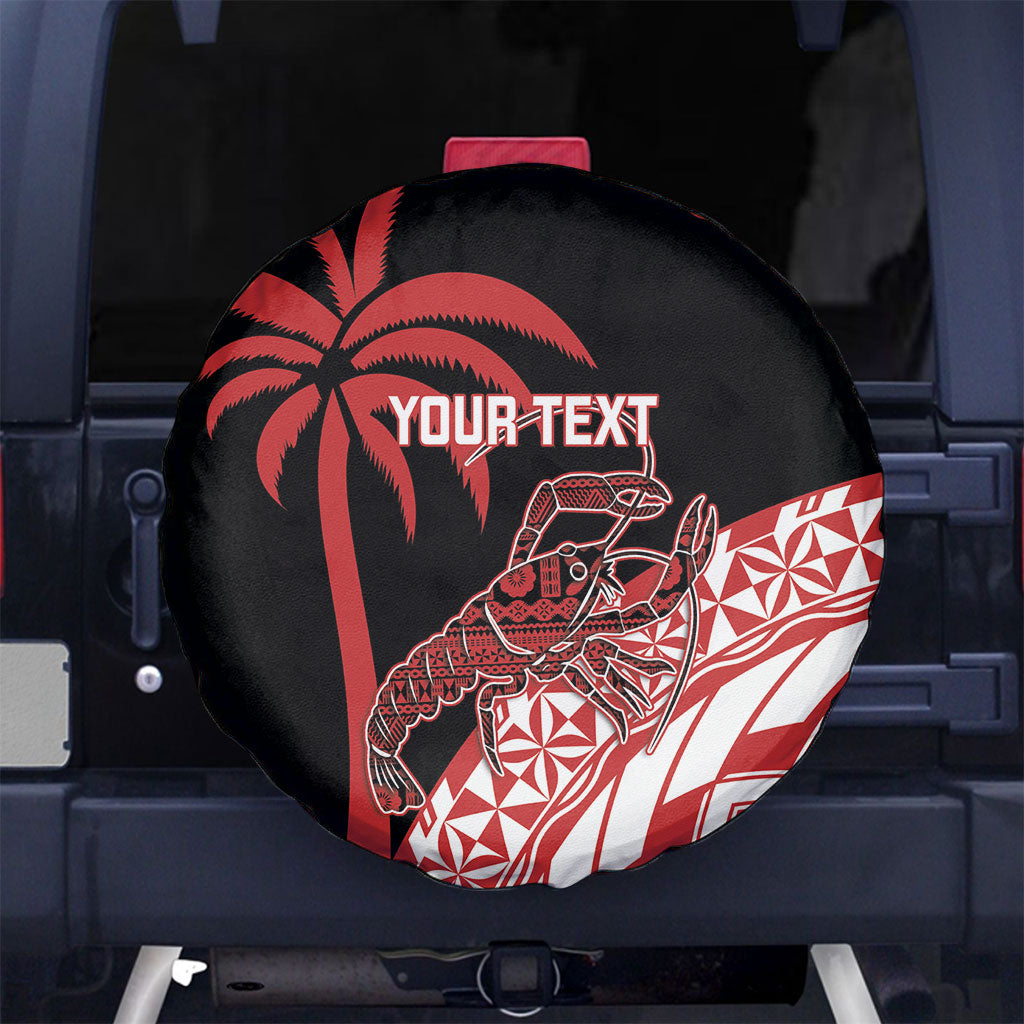 Rewa Fiji 2026 Rugby Custom Spare Tire Cover Ura Prawn Fijian Tapa Pattern LT14 No hole Red - Polynesian Pride