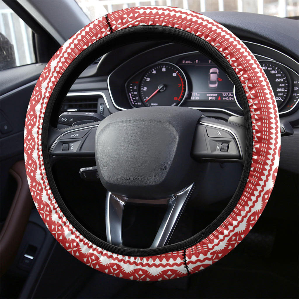 Rewa Fiji 2026 Rugby Steering Wheel Cover Ura Prawn Fijian Tapa Pattern LT14 - Polynesian Pride