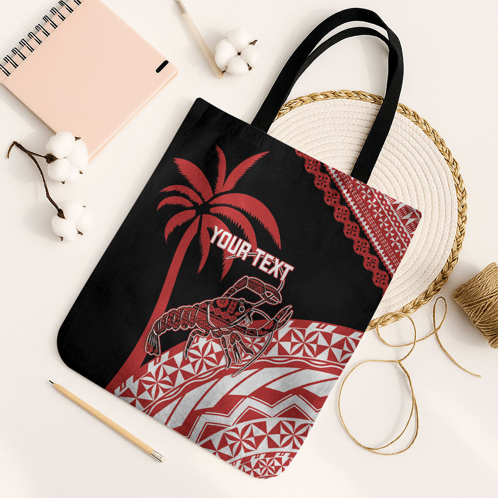 Rewa Fiji 2026 Rugby Custom Tote Bag Ura Prawn Fijian Tapa Pattern LT14 Black Strap One Size Red - Polynesian Pride