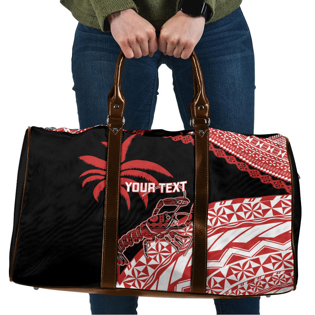 Rewa Fiji 2026 Rugby Custom Travel Bag Ura Prawn Fijian Tapa Pattern LT14 Red - Polynesian Pride